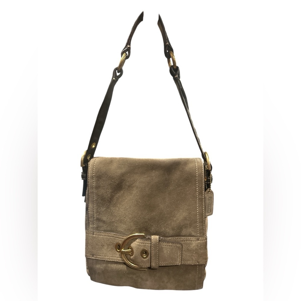 Vintage 🔥LIKE NEW🔥 Coach 2005 Tan Suede Women's Crossbody Bag - Picture 3 of 8